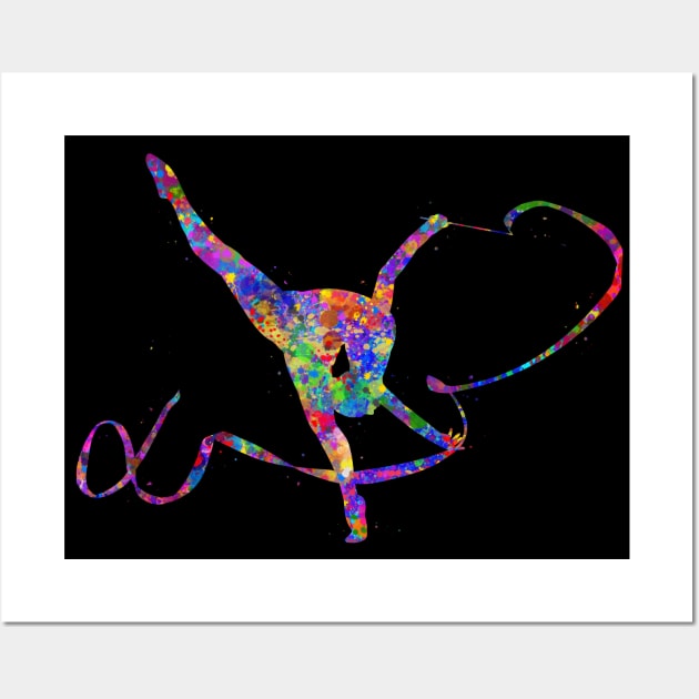 Rhythmic gymnastics dance watercolor art Wall Art by Yahya Art